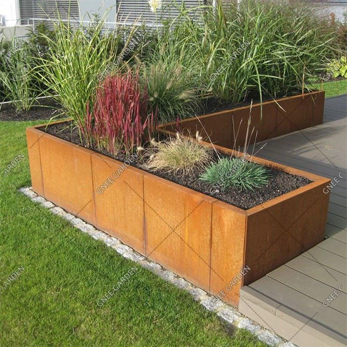 Corten Steel Flower Pot Long Flowerpots Rectangular Flowerpot Planter