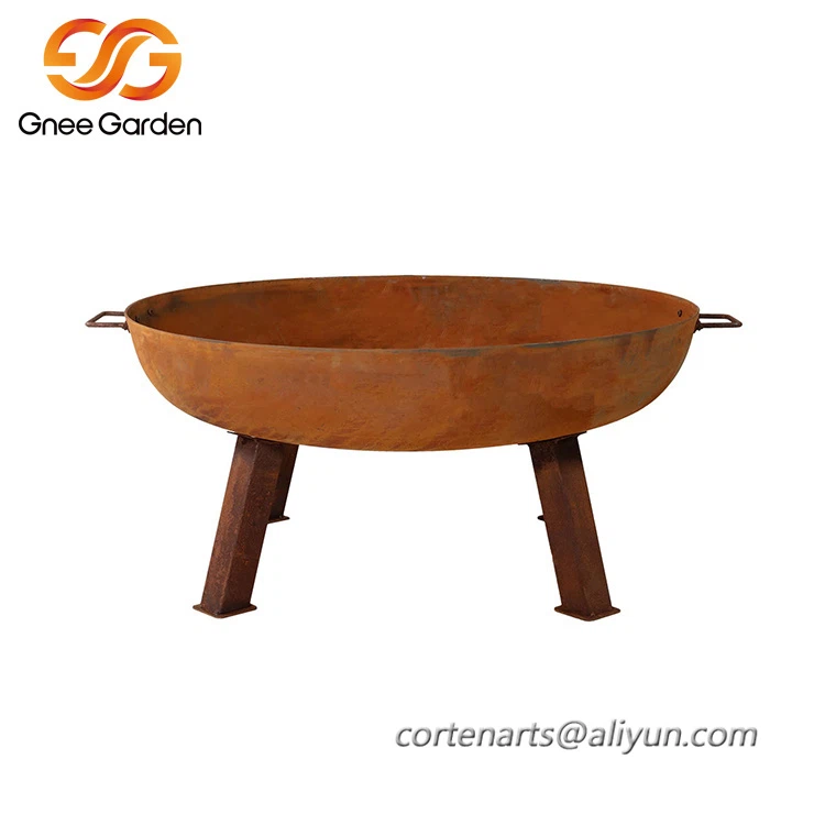 Corten stål træ brændende grill gruber