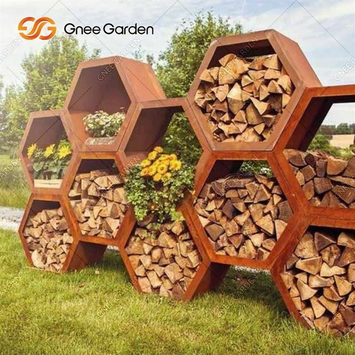 Firewood Rack Corten Steel Firewood Storage Log Rack Holder