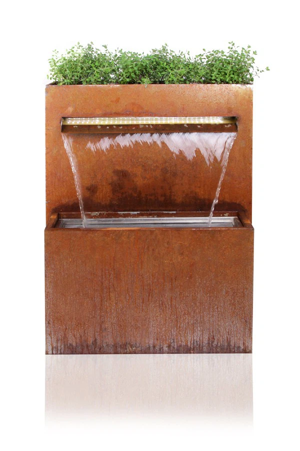 Outdoor Water Features Corten Steel Waterfall Wall