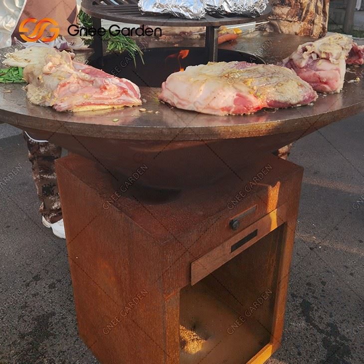 Round Bowl Corten Steel Bbq Grill