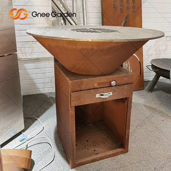 Round Bowl Corten Steel Bbq Grill