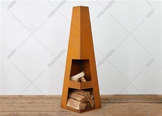 Gårdhave Opvarmning Corten Stål Metal Firepit Og Brænde Opbevaring