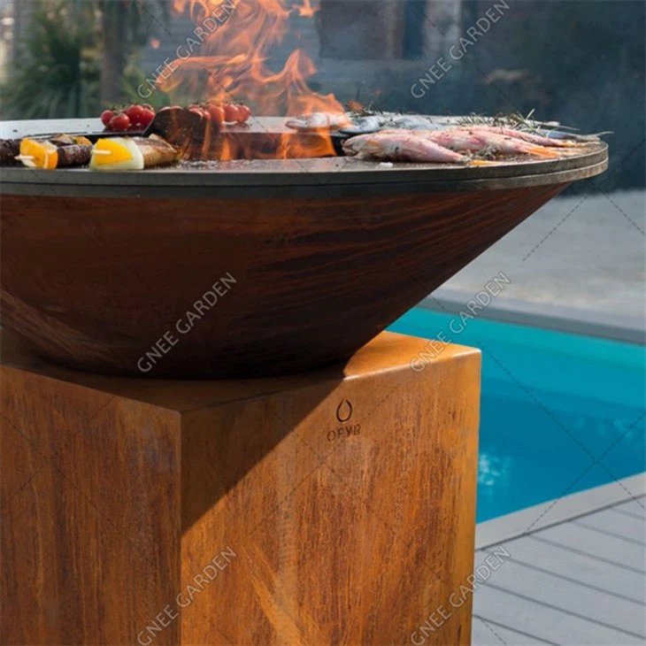 Vacation Camping Corten Steel BBQ Grill For Renting Company