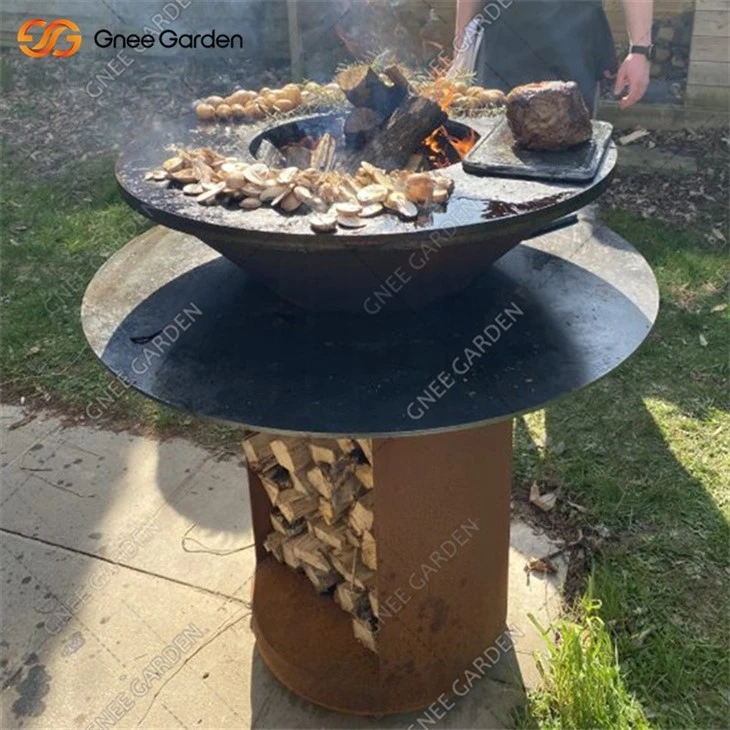 Woodburning Corten Steel BBQ Grill For Sale