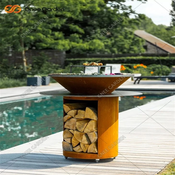 Woodburning Corten Steel BBQ Grill For Sale